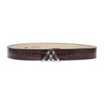 Croc Leather Pavilion Belt // Brown (Small // 36")