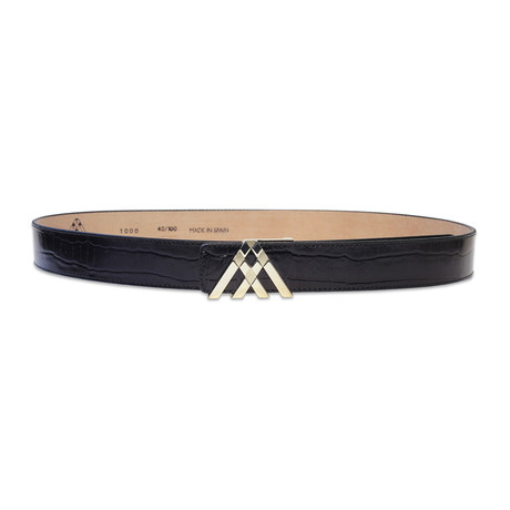 Croc Leather Pavilion Belt // Black (Small // 36")