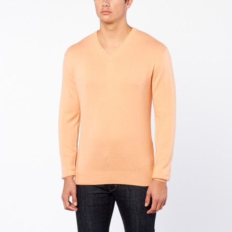 Bresciani // Vee Neck Cashmere Sweater // Light Pumpkin (S)