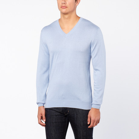 Bresciani // Vee Neck Cashmere Sweater // Light Blue (S)