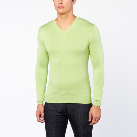 Bresciani // Vee Neck Cashmere Sweater // Lime (S)