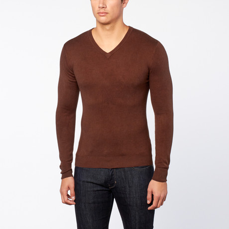 Bresciani // Vee Neck Cashmere Sweater // Brown (S)