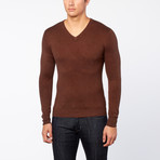 Bresciani // Vee Neck Cashmere Sweater // Brown (2XL)