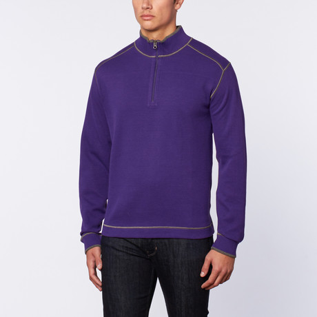 Overtime Half-Zip Knit // Purple + Grey (S)