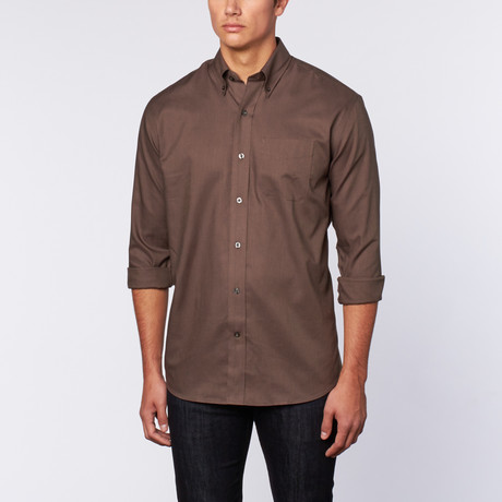 Easy Care Nailshead Shirt // Brown (S)