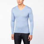 Bresciani // Vee Neck Cashmere Sweater // Light Sky Blue (S)