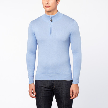 Bresciani // Half Zip Cashmere Sweater // Light Blue (M)