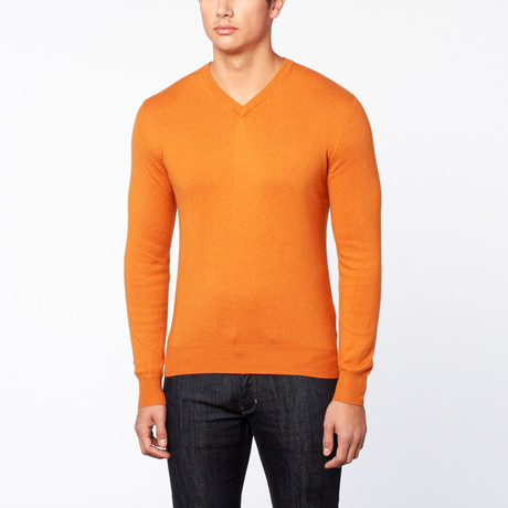 Baretti // Vee Neck Cashmere Sweater // Dark Orange (S)