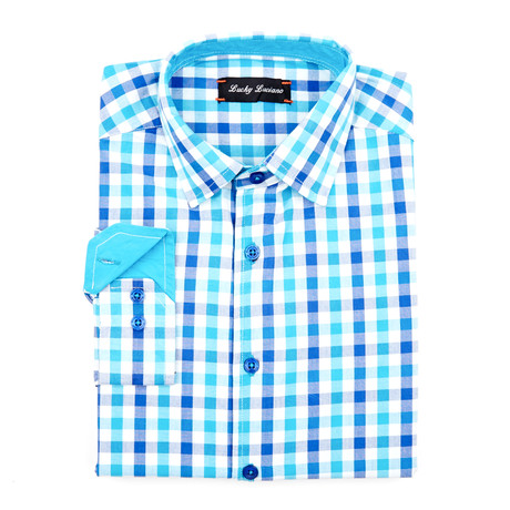 Captain Gingham Shirt // Teal + Blue (S)