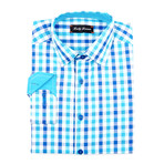 Captain Gingham Shirt // Teal + Blue (L)