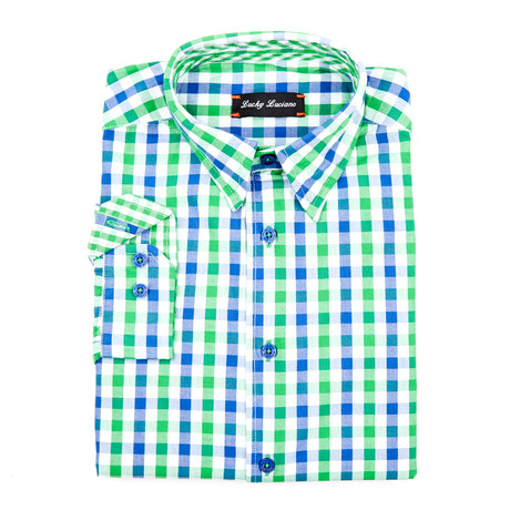 Hampton Gingham Shirt // Blue + Green (S)