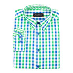 Hampton Gingham Shirt // Blue + Green (L)