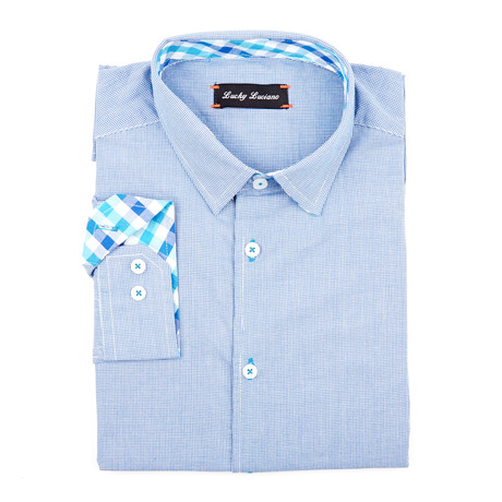 Madison Micro Check Shirt // Blue (S)