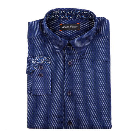 Monroe Dots Shirt // Navy + White (S)