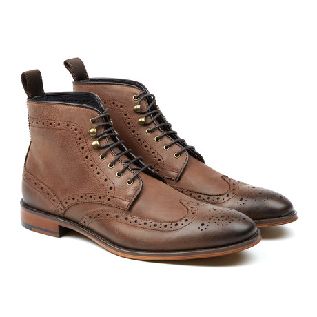 Gordon Rush // Kennedy Leather Wingtip Lace-Up Boot // Dark Brown (US: 7)