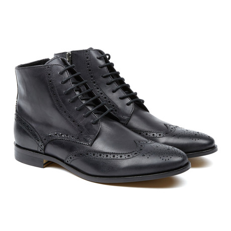 Marcus Leather Wingtip Lace-Up Boot // Black (US: 7)