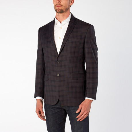 Lane Sport Coat // Navy Plaid With Brown Accent (US: 36S)