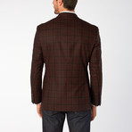 Laselle Peak Lapel Blazer // Brown Muted Plaid + Burgundy Accent (US: 36S)