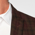 Laselle Peak Lapel Blazer // Brown Muted Plaid + Burgundy Accent (US: 36S)