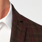 Lane Sport Coat // Brown Muted Plaid + Burgundy Accent (US: 38S)