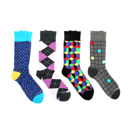 Mid-Calf Socks // Squares // Pack of 4