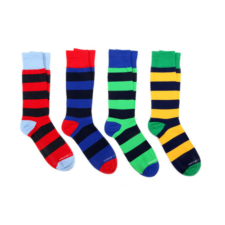 Mid-Calf Socks // Wide Stripes // Pack of 4