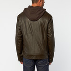 Hooded Moto Multi Pocket Jacket // Brown (S)