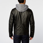 Hooded Moto Jacket  // Black (S)