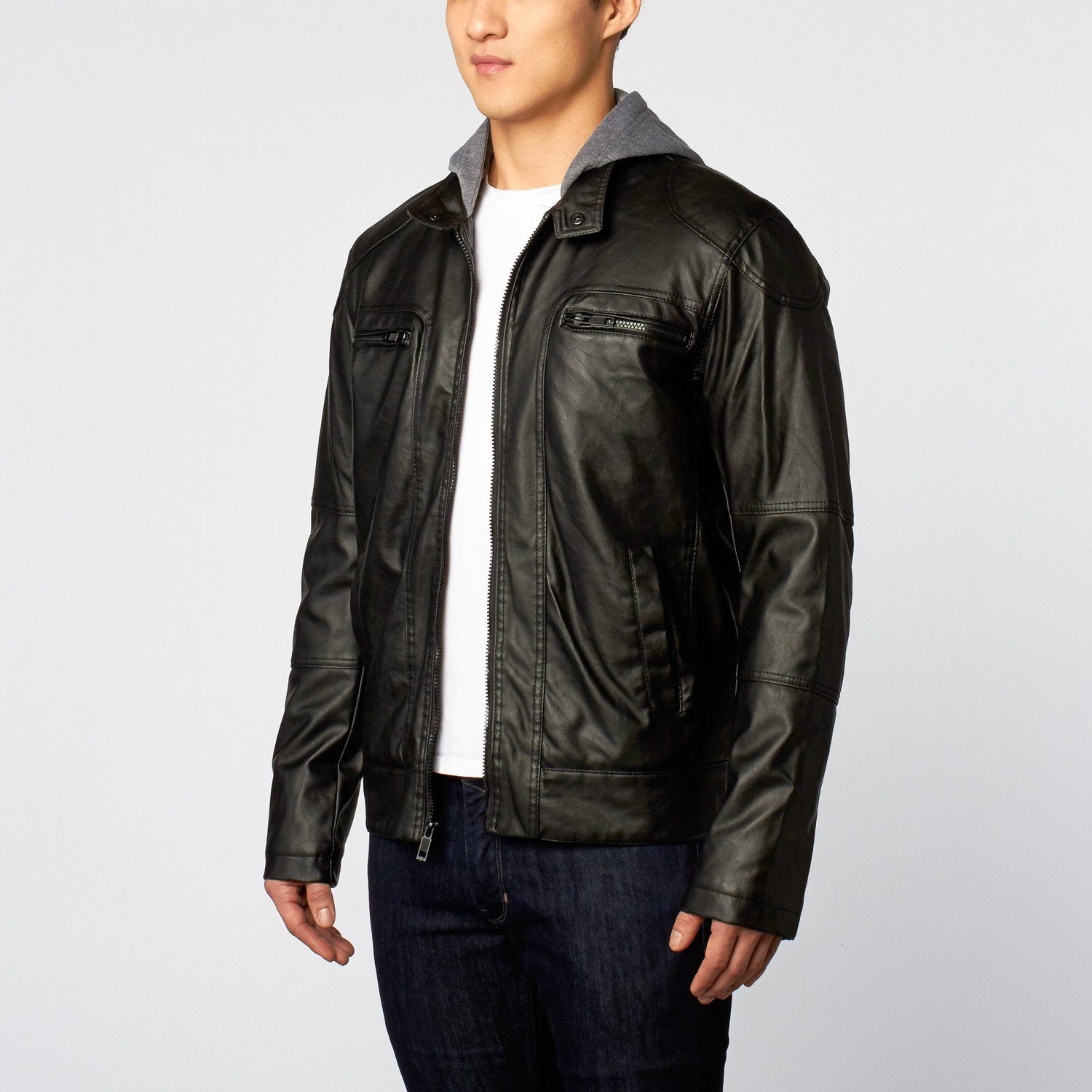 Hooded Moto Jacket // Black (M) Excelled Apparel Touch