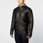 Hooded Moto Jacket  // Black (L)