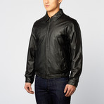 Leather Bomber Jacket + Self Elastic Waist // Black (S)