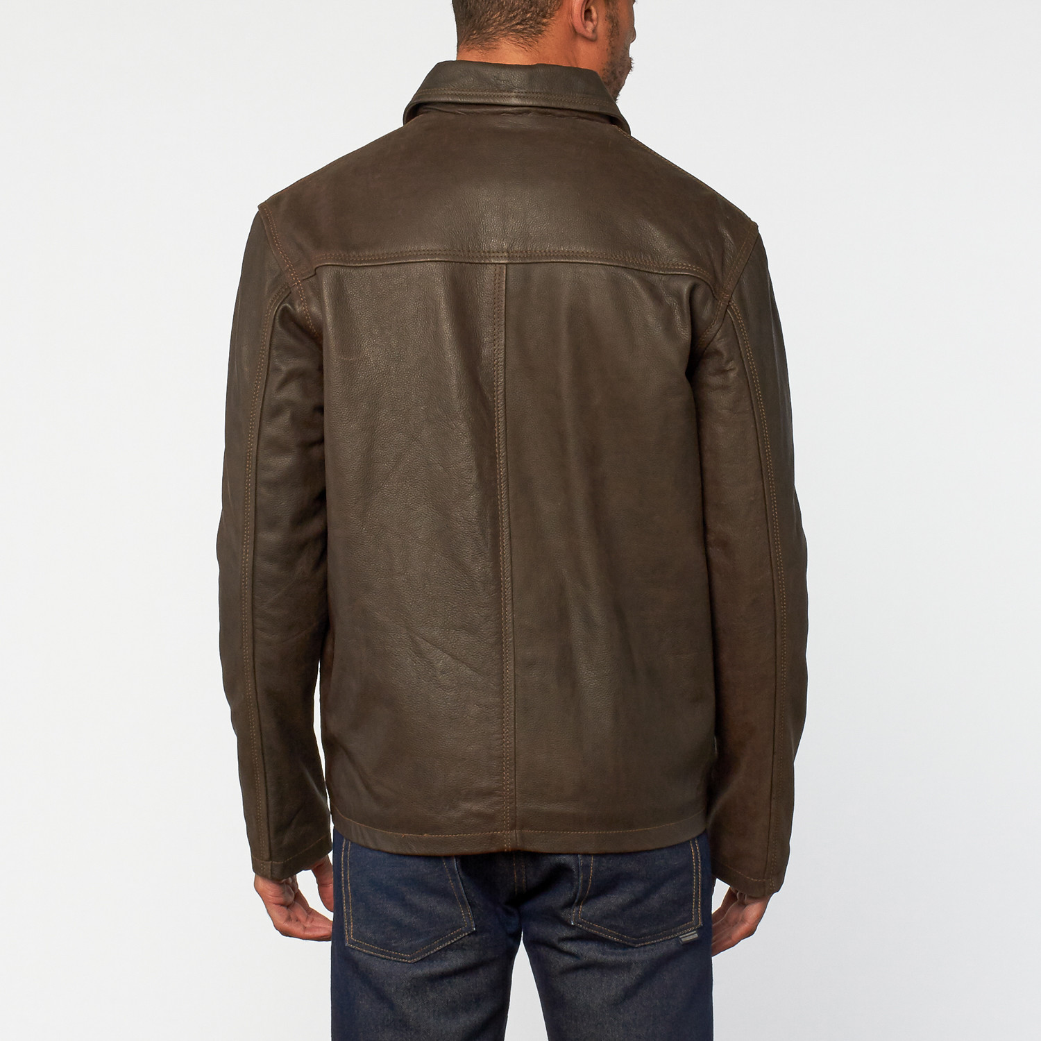 Rugged Distressed Leather Jacket // Distressed Brown (S) - Excelled ...