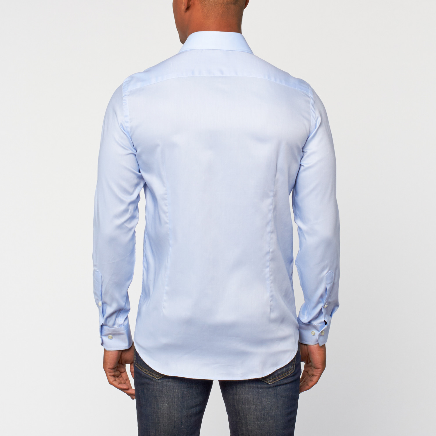 Cotton Slim Fit Dress Shirt // Powder Blue (US: 15R) - Bianchi Uomo ...