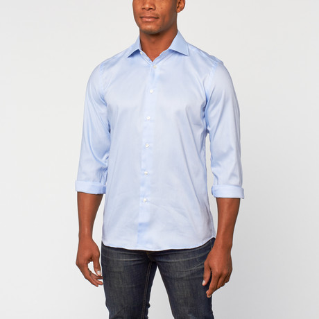 Cotton Slim Fit Dress Shirt // Powder Blue (US: 15R)