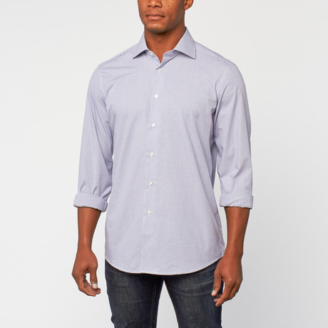 Cotton Slim Fit Dress Shirt // Navy Check (US: 15R)