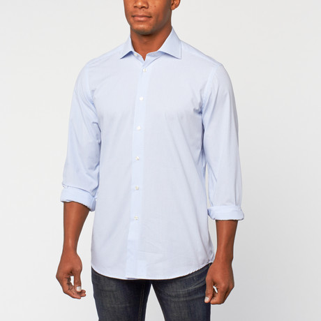 Cotton Slim Fit Dress Shirt // Blue Check (US: 15R)