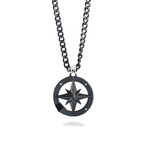 Compass Pendant Necklace // Black Gunmetal