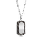 Racer Stainless Steel + Carbon Fiber Dog Tag Necklace // Silver