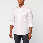 Cotton Slim Fit Dress Shirt // White + Pink Stripe (US: 16.5R)