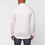 Cotton Slim Fit Dress Shirt // White + Pink Stripe (US: 17R)