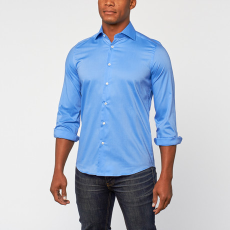 Cotton Slim Fit Dress Shirt // Bright Blue (US: 15R)