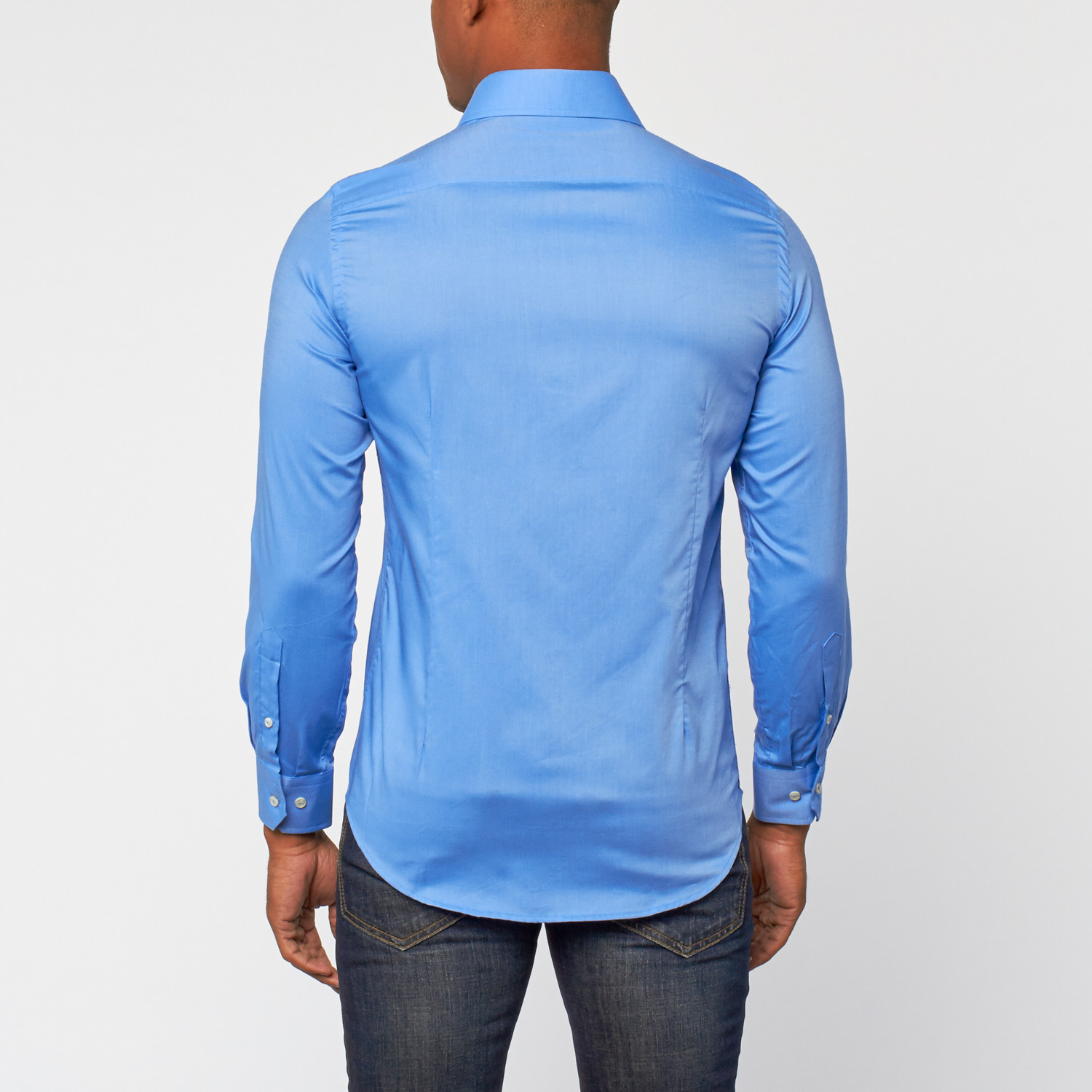 Cotton Slim Fit Dress Shirt / Bright Blue - Bianchi Uomo