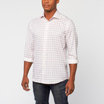 Cotton Slim Fit Dress Shirt // White + Burgundy Grid (US: 15.5R)