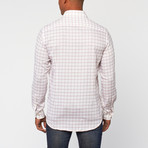 Cotton Slim Fit Dress Shirt // White + Burgundy Grid (US: 15.5R)