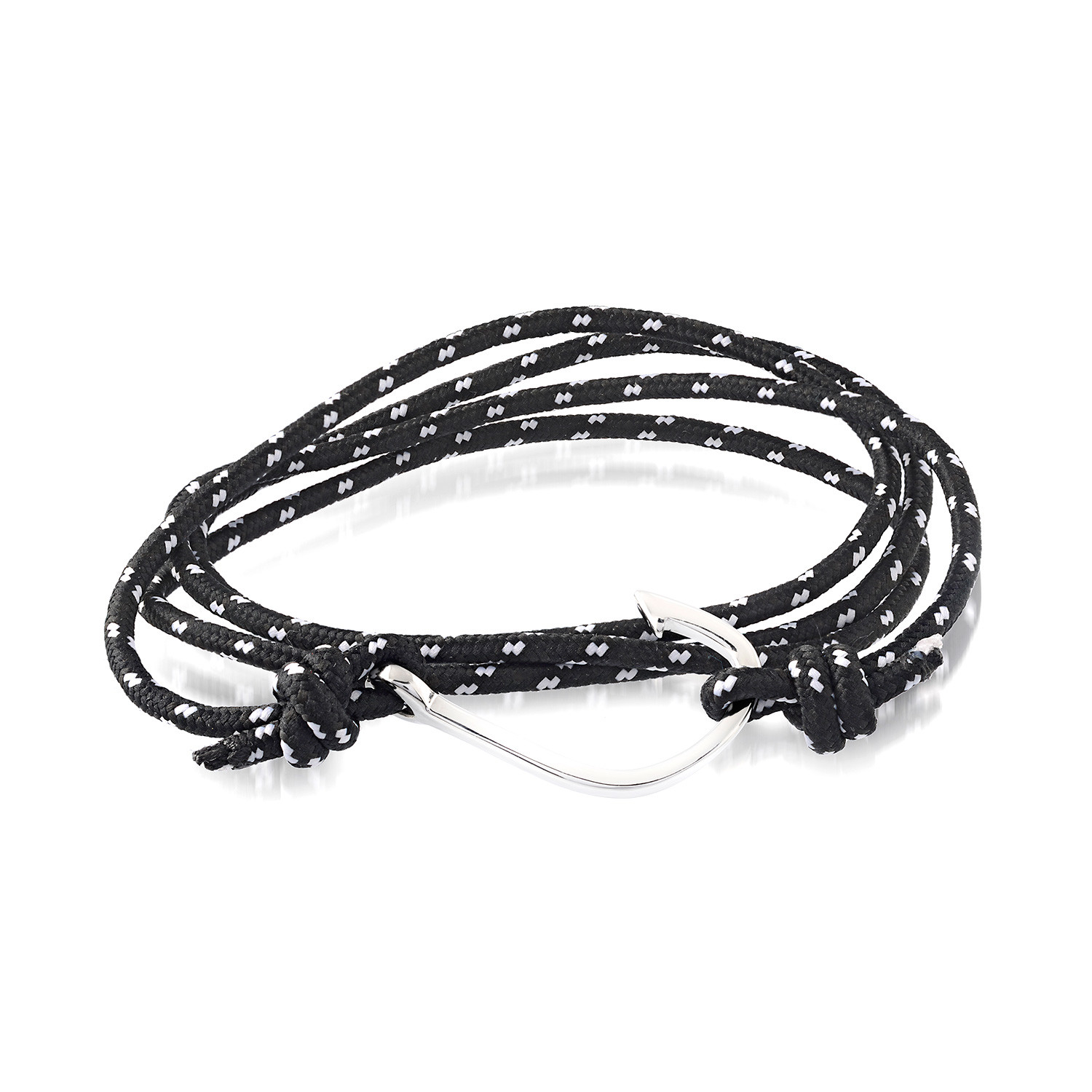 Fish Hook Clasp Bracelet // Black + White Paracord - Italgem Steel Group -  Touch of Modern