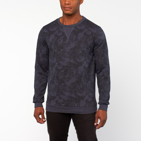 Keith Printed French Terry Pullover // Navy (S)