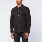 Clint S Lamb Suede Button-Up // Black (M)