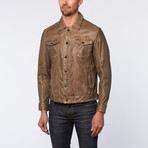 Lee Hand Waxed Leather Jacket // Stone (L)