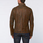 Leather Raglan Sleeve Jacket // Antique Brown (M)