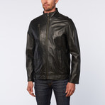 Leather Stand Collar Jacket // Black (2XL)